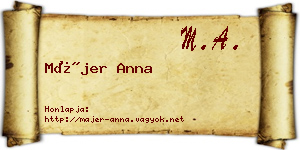 Májer Anna névjegykártya